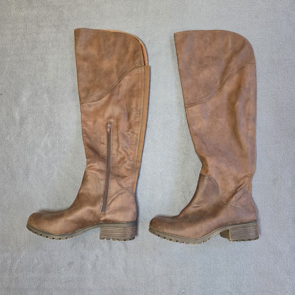 Lucky Brand Harleen Brown Tall Knee Boots Zip Side Women's Sz 9M